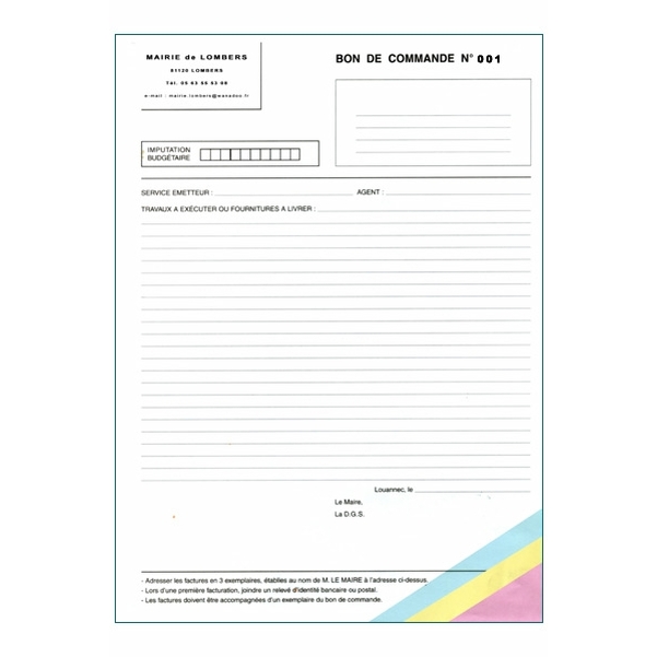 Carnets personnalisés de 25 bons autocopiants 4 feuillets numérotés - 210x297 mm