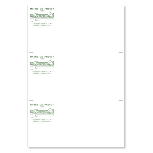 Cartes de correspondance avec repères massicot sur planche A4 - Impression une couleur