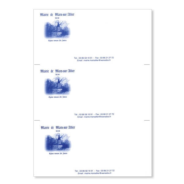 Cartes de correspondance avec repères massicot sur planche A4 - Impression une couleur - Vignette 2