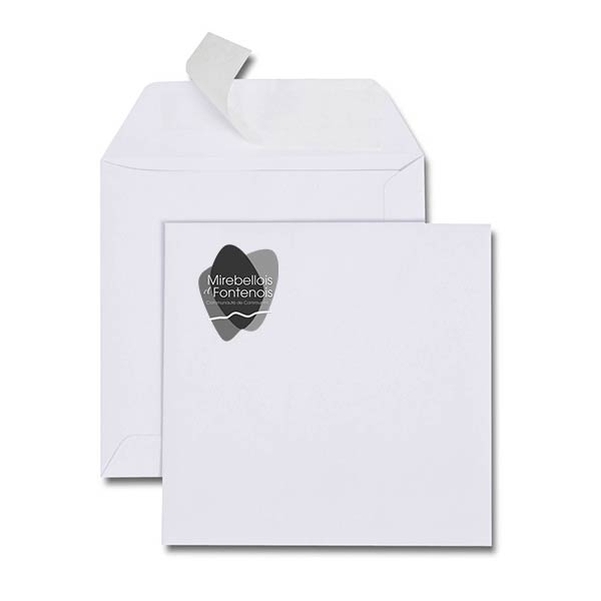 500 Enveloppes Carrées (15 x 15 cm) - Velin Blanc 90g - Impression RECTO 1 couleur