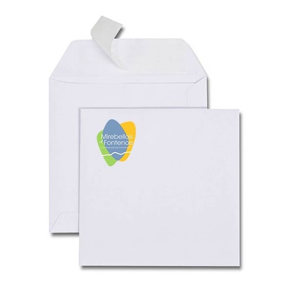 500 Enveloppes Carrées (17 x 17 cm) - Velin Blanc 90g - Impression RECTO Quadri