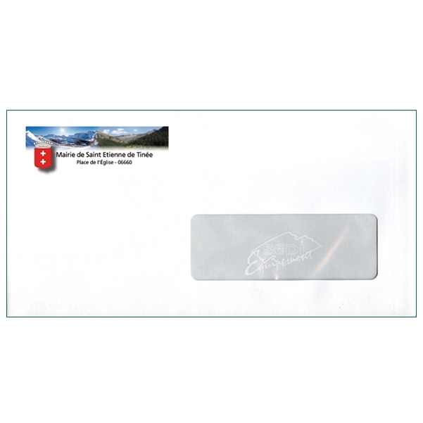 500 Enveloppes DL (11 x 22 cm) - Velin Blanc 90g - Impression RECTO Quadri