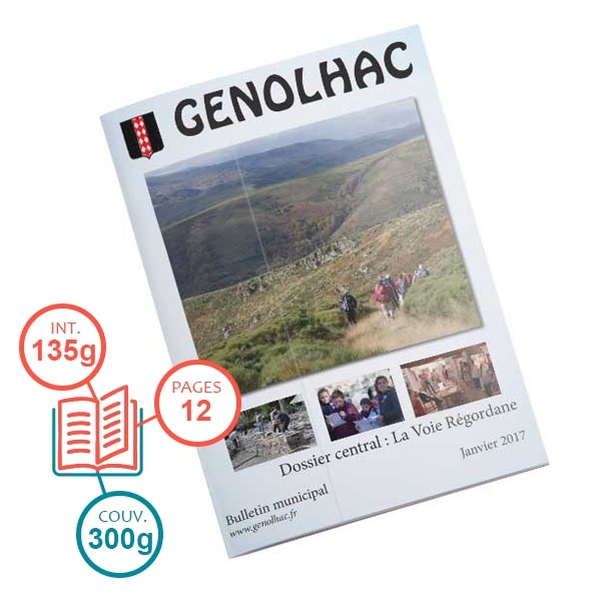 Brochure 12 pages avec intérieur 135g et couverture 300g - Papier mat