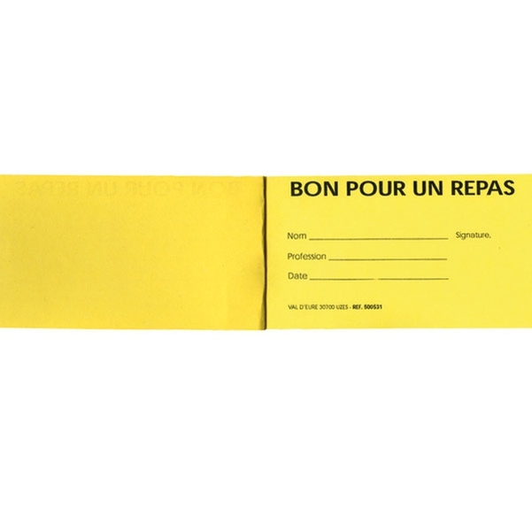 Carnet de 10 tickets Bon pour un repas jaune