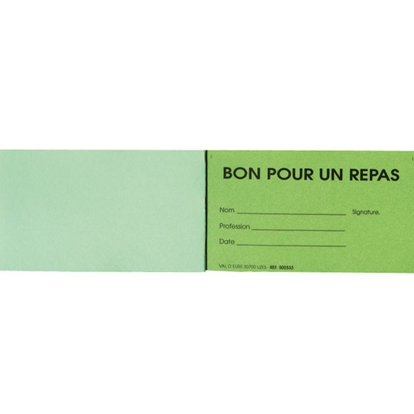 Carnet de 10 tickets Bon pour un repas vert