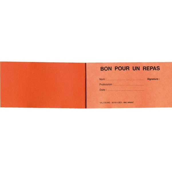 Carnet de 10 tickets Bon pour un repas orange