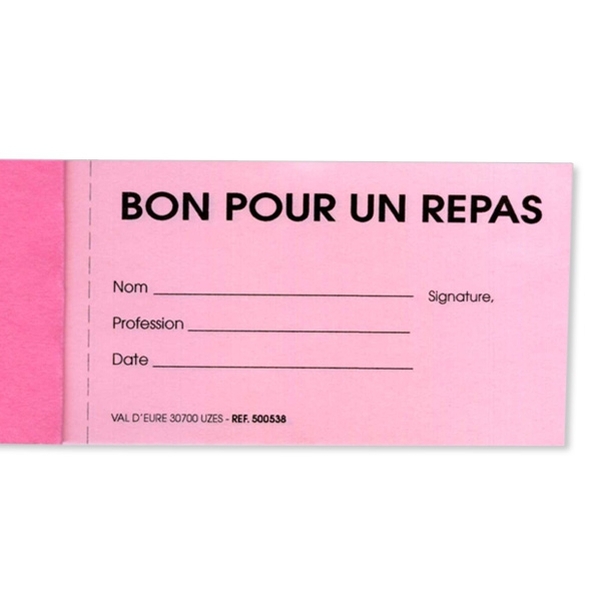 Carnet de 10 tickets Bon pour un repas rose