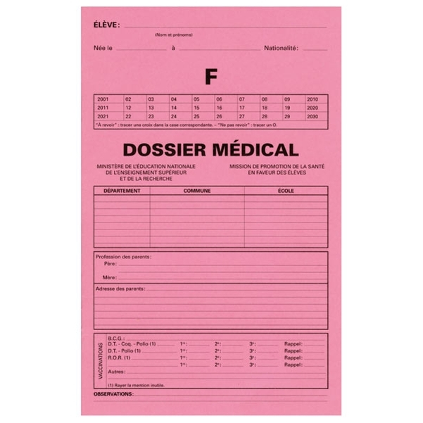 Dossier médical fille