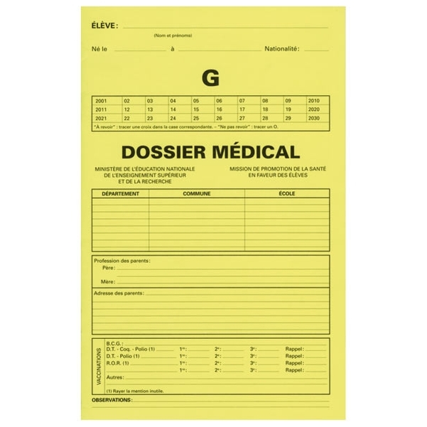 Dossier médical garçon