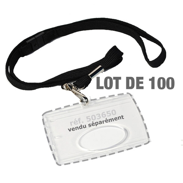 Lot de 100 cordons noirs pour badges