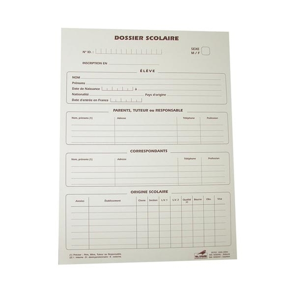 Dossier d'inscription scolaire