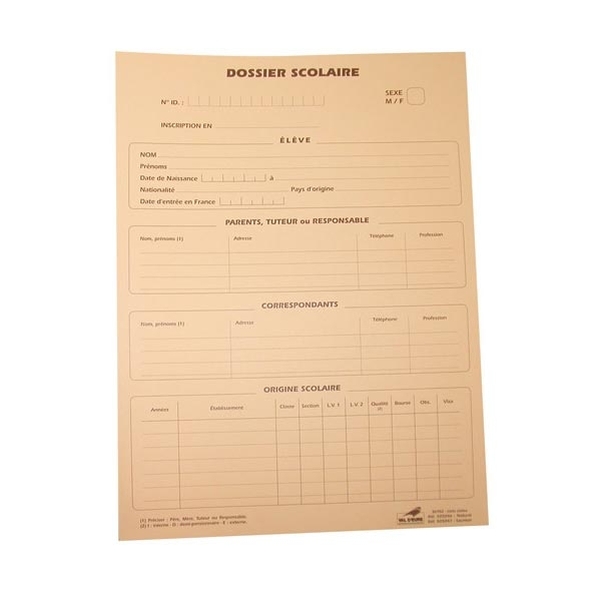 Dossier d'inscription scolaire saumon