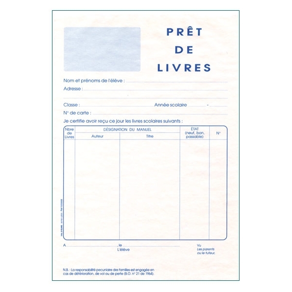Fiches de prêt de livres