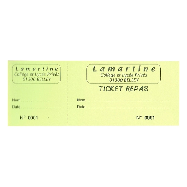 Carnet de 100 tickets 80g 5,5x15,5 cm vert clair