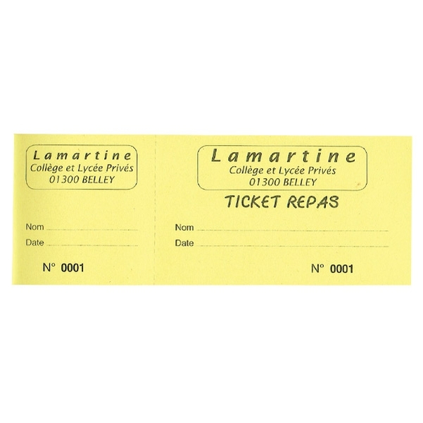 Carnet de 100 tickets 80g 5,5x15,5 cm jaune