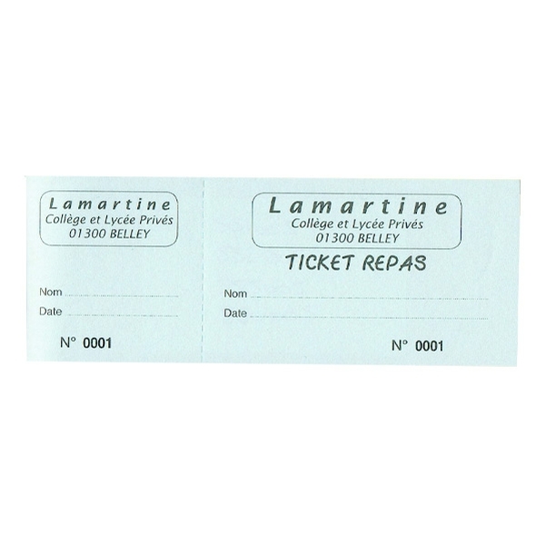 Carnet de 100 tickets 80g 5,5x15,5 cm bleu clair