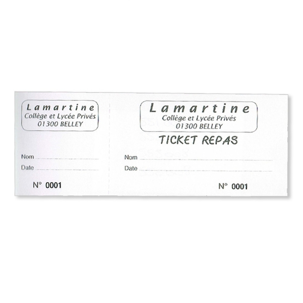 Carnet de 10 tickets 80g 5,5x15,5 cm blanc
