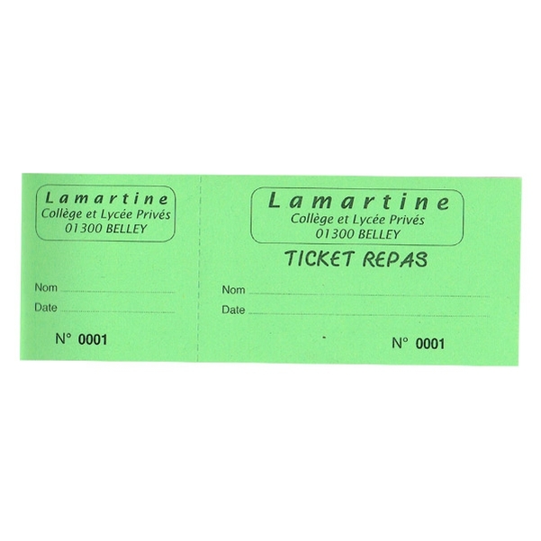 Carnet de 50 tickets 80g 5,5x15,5 cm vert mousse