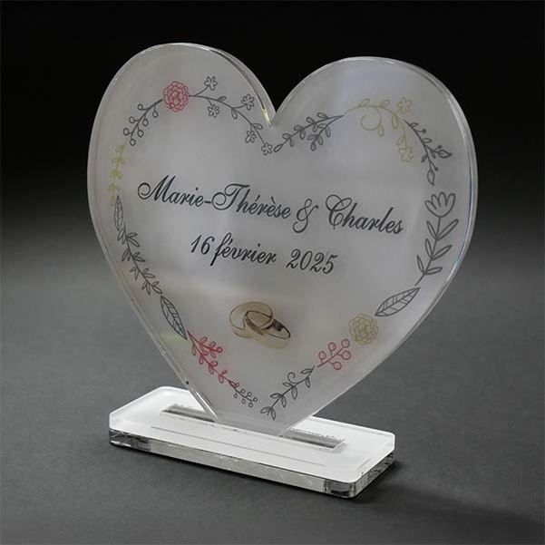 Coeur sur plexi - 14,5x15,5 cm - Vignette 3