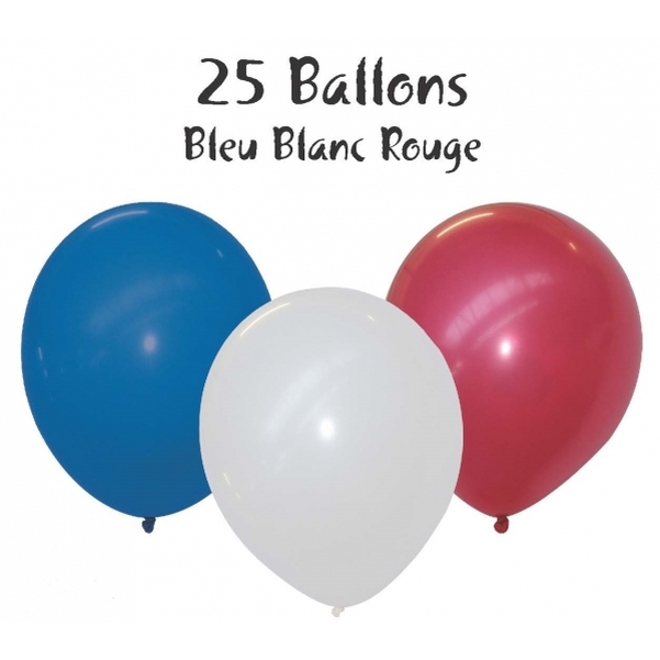 Lot de 25 ballons bleu blanc rouge