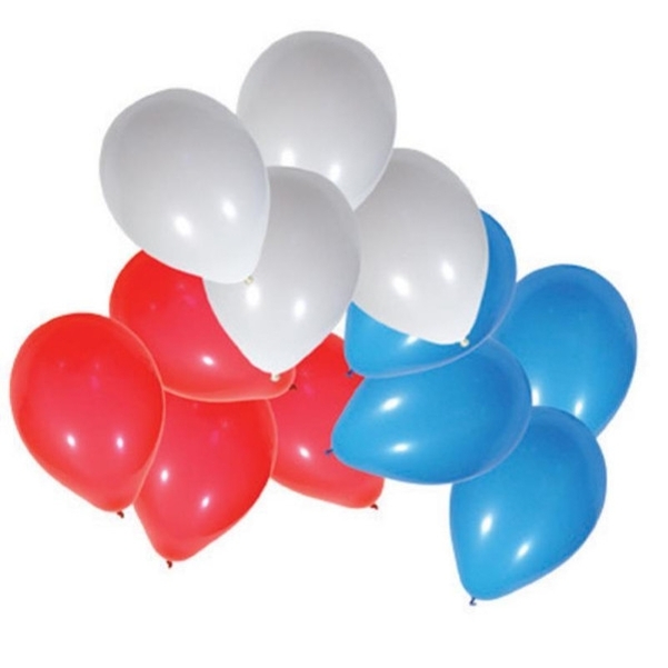 Lot de 100 ballons bleu blanc rouge