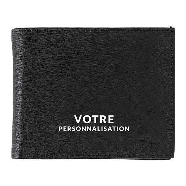Porte-monnaie RFID en cuir noir personnalisé - Vignette 2