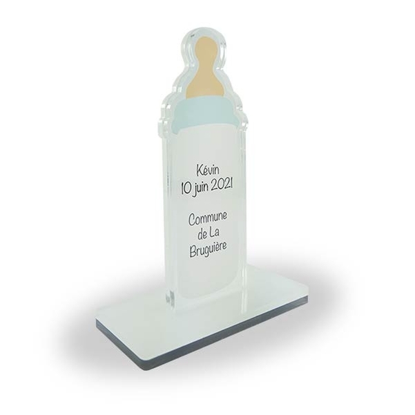 Biberon plexi personnalisé bleu ou rose - Vignette 2
