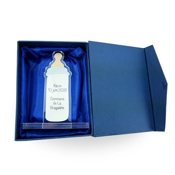 Biberon plexi personnalisé bleu ou rose - Vignette 3