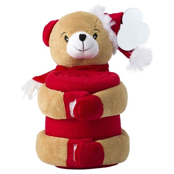 Peluche Ours de Noël avec son plaid