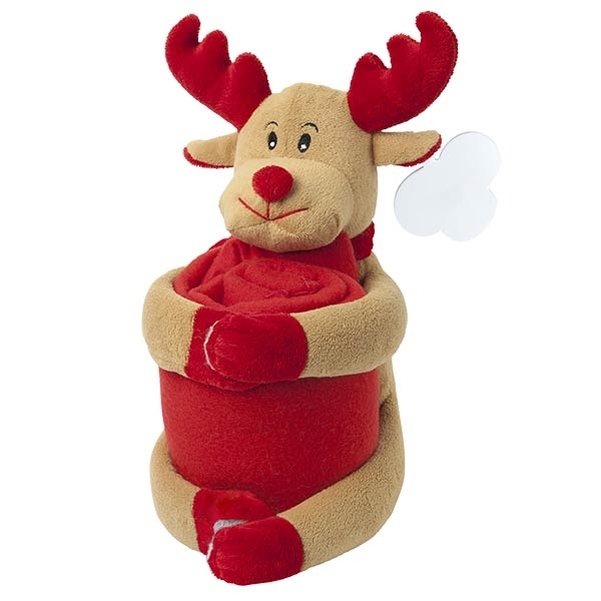 Peluche Renne de Noël avec son plaid