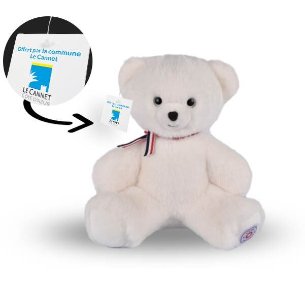 Peluche Ours 35 cm Blanc Neige personnalisé