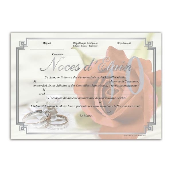 Coffret diplôme et Médaille Noces d'étain - 10 ans - Vignette 2