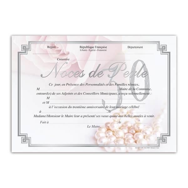 Coffret diplôme et Médaille Noces de perles - 30 ans - Vignette 2