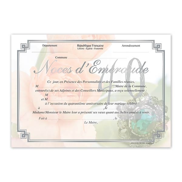 Coffret diplôme et Médaille Noces d'émeraude - 40 ans - Vignette 2