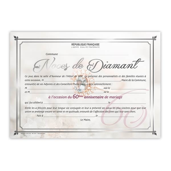 Coffret diplôme et Médaille Noces de diamant - 60 ans - Vignette 2