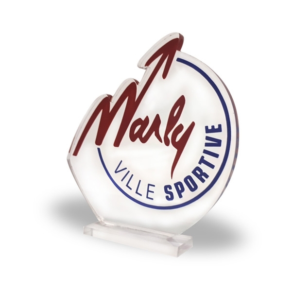Trophée découpé en plexi 10x10cm avec socle
