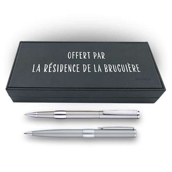 Coffret Noir personnalisé avec 2 stylos Roller - Vignette 2