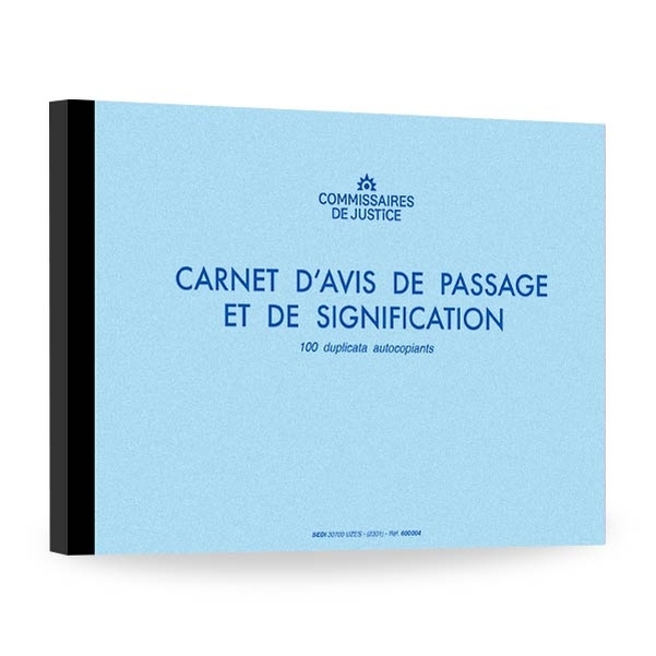 Carnet d'avis de passage et de signification personnalisé