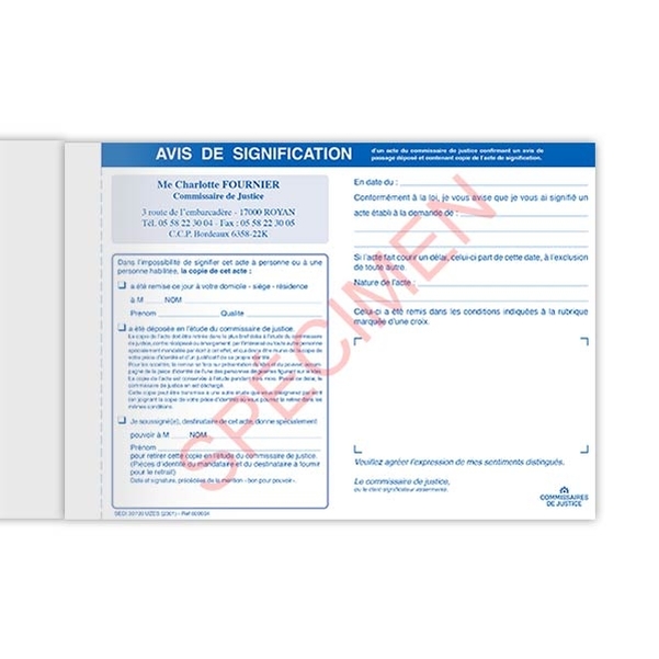 Carnet d'avis de passage et de signification personnalisé - Vignette 3
