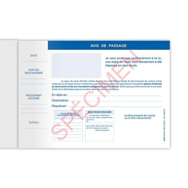 Carnet d'avis de passage simples - Vignette 2