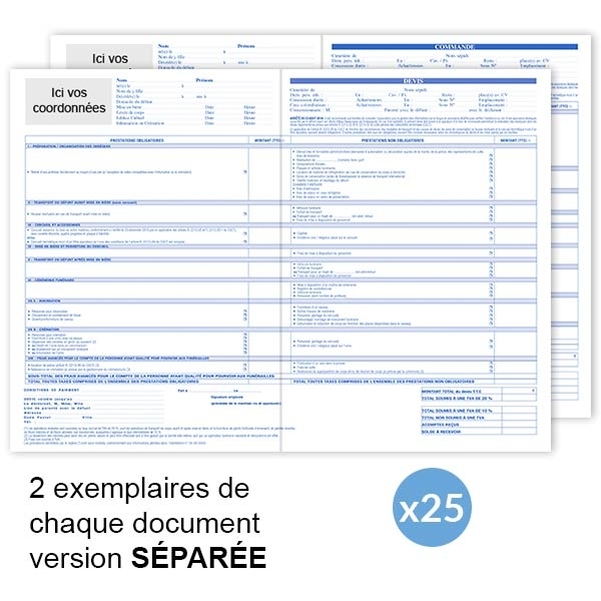 Liasses devis et bon de commande séparées personnalisées