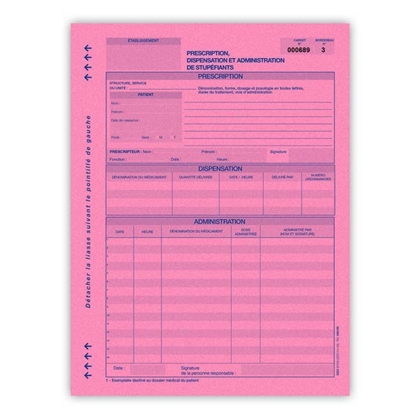Carnet de prescription, dispensation et administration de stupéfiants - Vignette 2