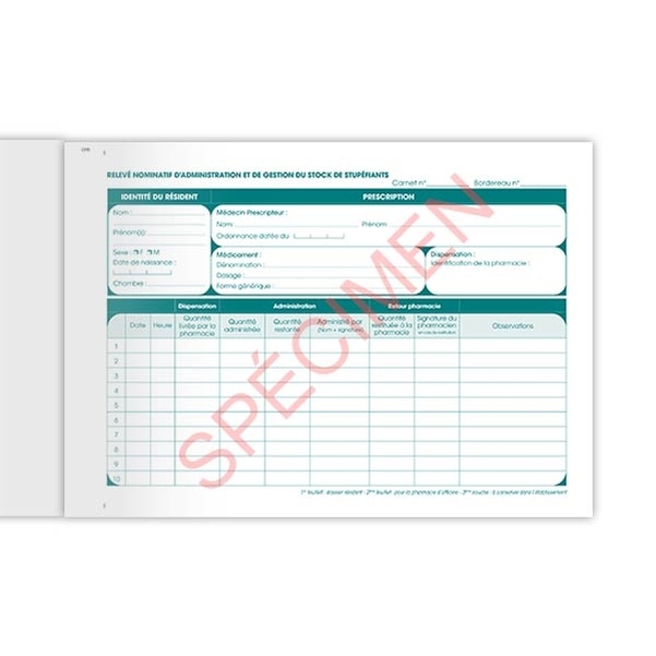 Carnet de relevés nominatifs d'administration et de gestion des stocks de stupéfiants EHPAD - Vignette 3