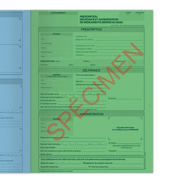 Carnet de prescription, délivrance et administration de médicaments dérivés du sang - Vignette 4
