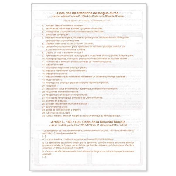 Attestation relative au motif médical de l'hospitalisation ou de la consultation externe pour un malade atteint de l'une des 30 affections - Vignette 3