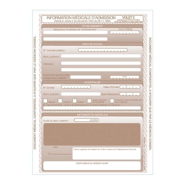 Information médicale d'admission SP 30 (S 3413) - Vignette 2