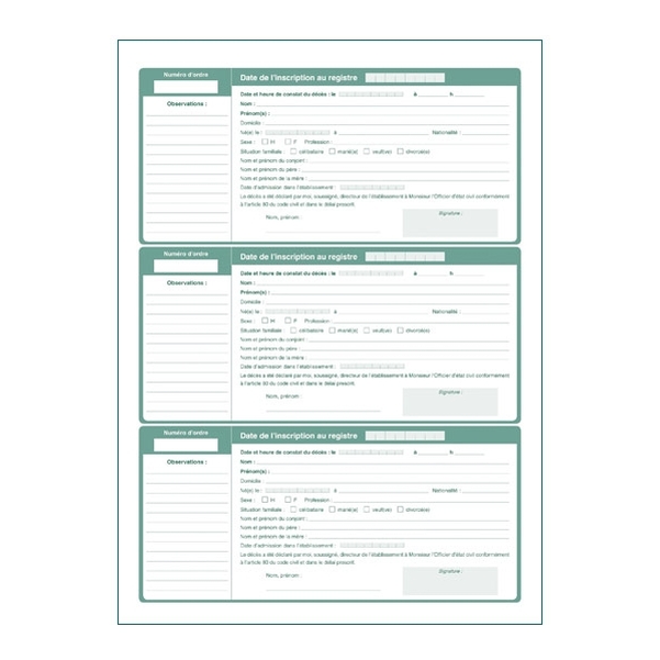 Registre des déclarations de décès pour hôpitaux - Vignette 3