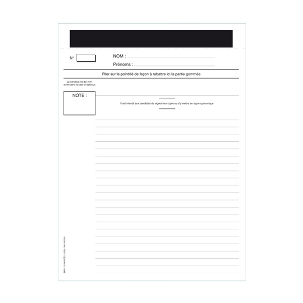 Copie d'examen double bandeau gommé (4 pages)