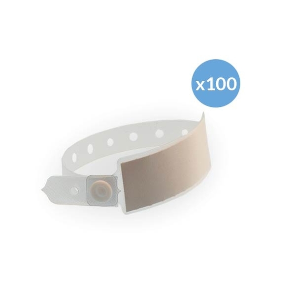 Lot de 100 bracelets d'identification transparents avec carte à insérer