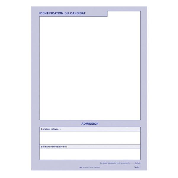 25 feuillets - Identification du candidat du dossier infirmier - Version informatisée